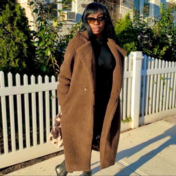 🐻Long Chocolate Brown Teddy Coat🐻 - Picture 2 of 3